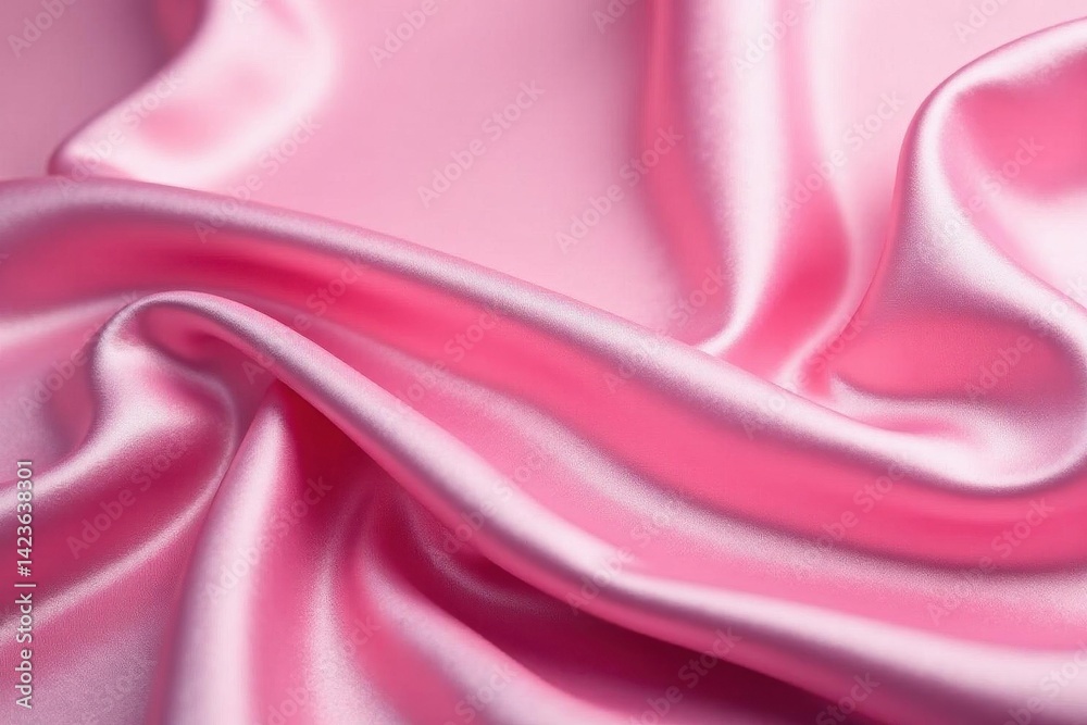 Fototapeta premium Softly draped pink silk fabric, luxurious folds , wave, chiffon, shadow