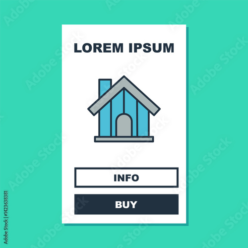 Filled outline Farm house icon isolated on turquoise background. Vector