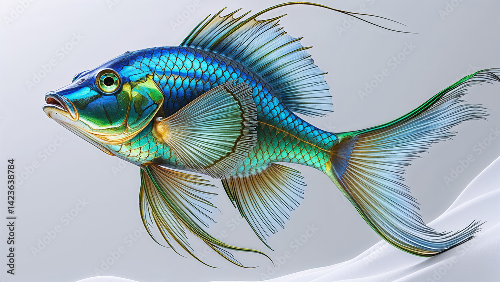 Intricate Detailed Illustration Of A Colorful Tropical Fish With Flowing Fins Intricate Detailed Illustration Of A Colorful Tropical Fish With Flowing Fins