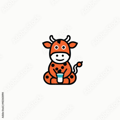 Cute cow meditation yoga cartoon vector icon Can used for t-shirt, greeting card, invitation card or mascot.