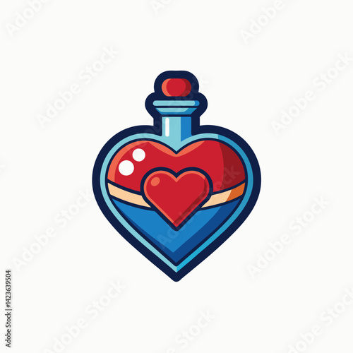 Love potion heart bottle vector black illustration