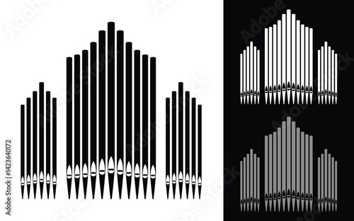 Triple pipe organ music instrument organist vector