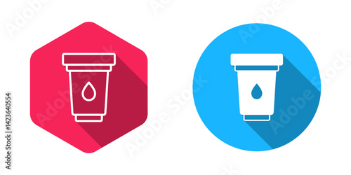 Filled and outline Water filter cartridge icon isolated with long shadow background. Vector