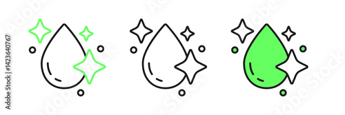Set line Water drop icon isolated on white background. Vector