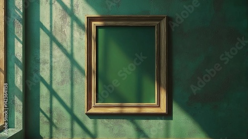 wooden frame on the wall. generative ai