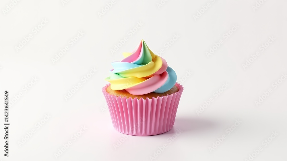 Cupcake With Colorful Rainbow Frosting- Sweet Treat Cupcake With Colorful Rainbow Frosting- Sweet Treat