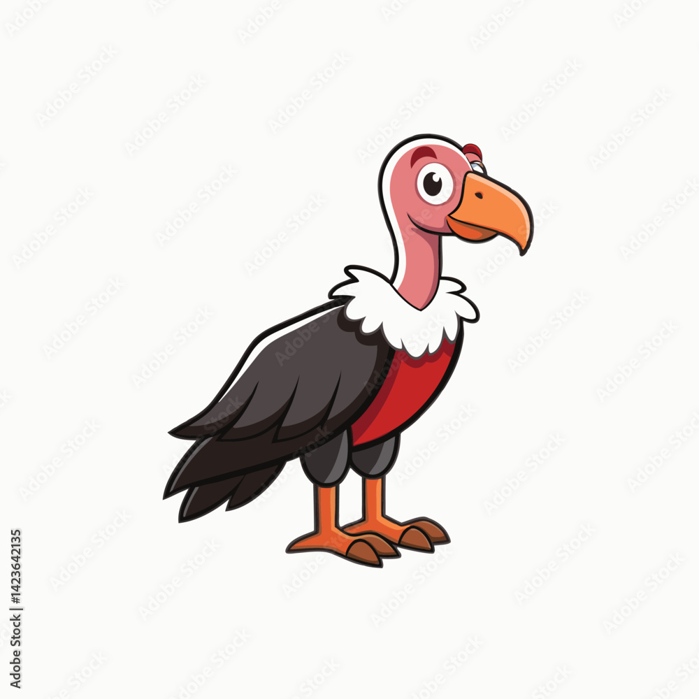 Obraz premium vulture with detailed feathers and expressive eyes, featuring a playful and colorful style