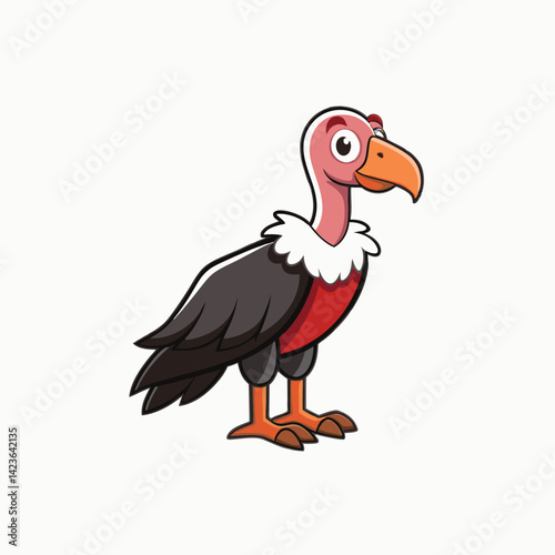 vulture with detailed feathers and expressive eyes, featuring a playful and colorful style