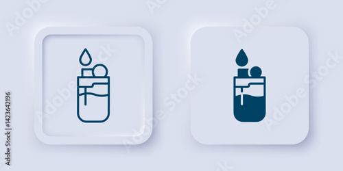 Filled and outline Lighter icon isolated on grey background. Square button. Vector