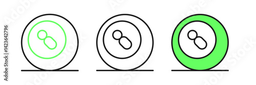 Set line Billiard pool snooker ball with number 8 icon isolated on white background. Vector
