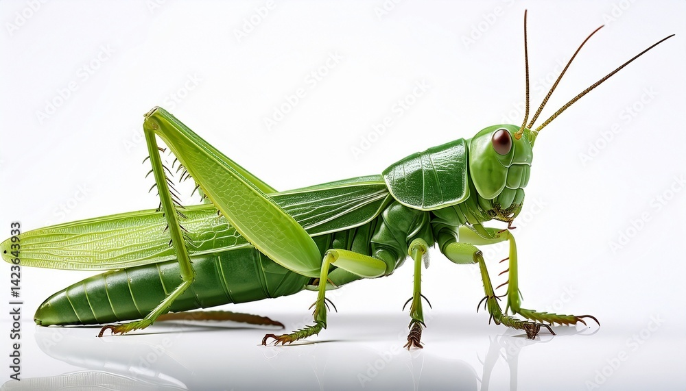 green grasshopper on a white background green grasshopper on a white background