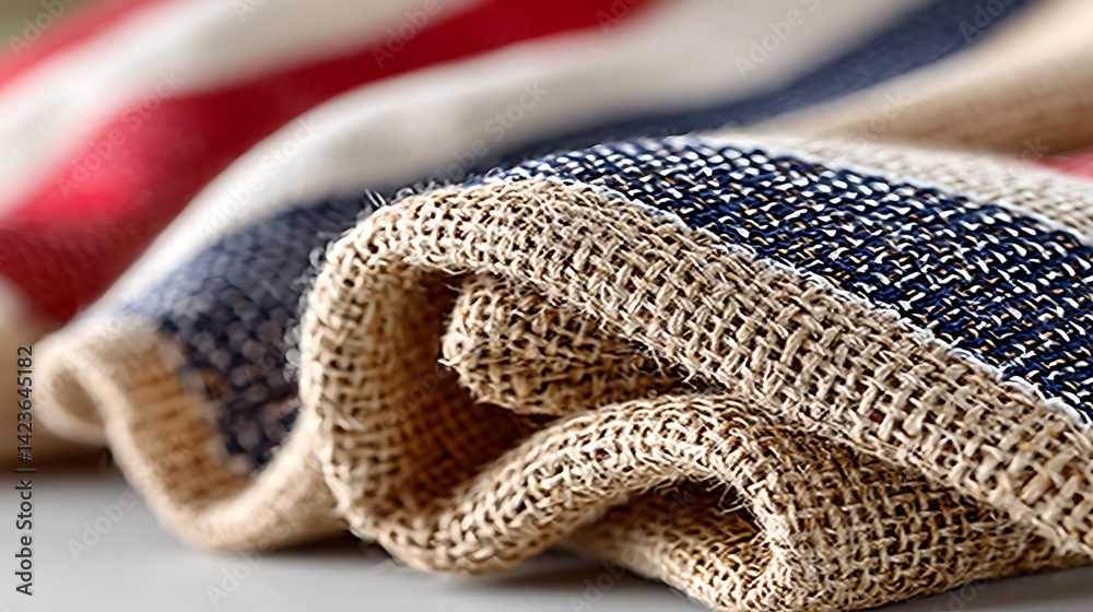 Fototapeta premium Soft Vintage Tones Pattern of Stars and Stripes Fabric Detail