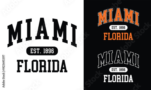 Miami Florida hand lettering design vector, Miami Florida text vector, typography design
