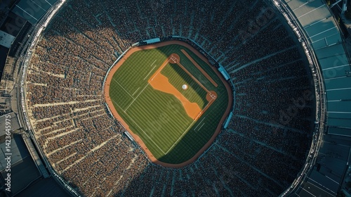 A baseball stadium filled with spectators.