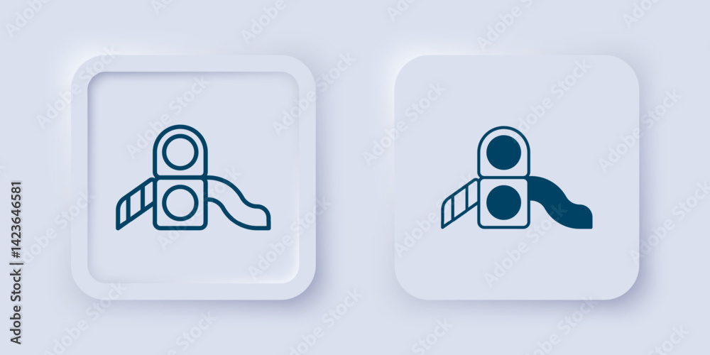 Filled and outline Slide playground icon isolated on grey background. Childrens slide. Square button. Vector Filled and outline Slide playground icon isolated on grey background. Childrens slide. Square button. Vector