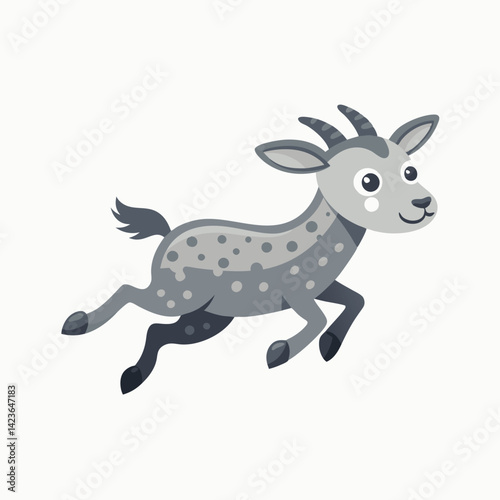 white goat cartoon character cute goat cartoon clipart, animals in flat style. Concept Vector flat illustration