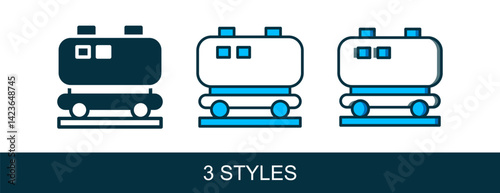 Filled outline Oil railway cistern icon isolated on white background. Train oil tank on railway car. Rail freight. Oil industry. Vector
