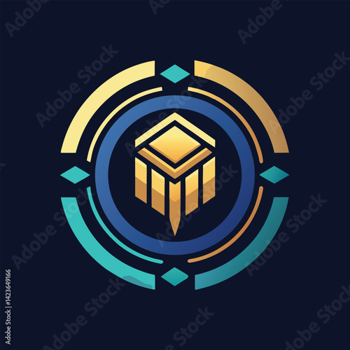Modern minimalist logo design featuring geometric shapes for a cryptocurrency exchange platform showcasing digital finance