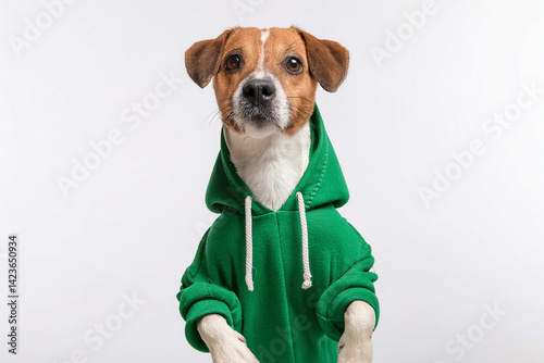 Generated image, Hunt mit grünen hoodie