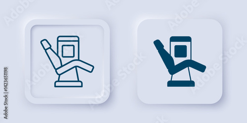 Filled and outline Medical dental chair icon isolated on grey background. Dentist chair. Square button. Vector