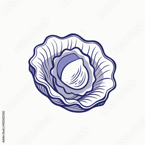 Oysters vector with engraving style vector cartoon illustration isolated on white background