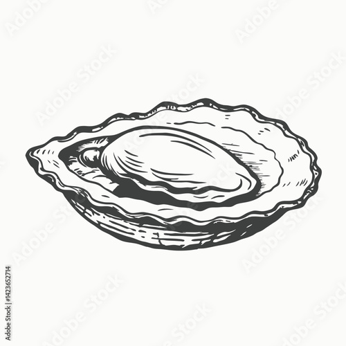 Oysters vector with engraving style vector cartoon illustration isolated on white background