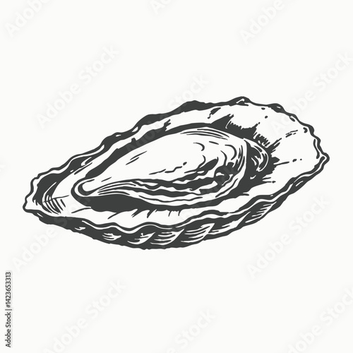 Hand Drawn Closed Oyster Shell Vector Illustration. Abstract Seafood Sketch Vector illustration