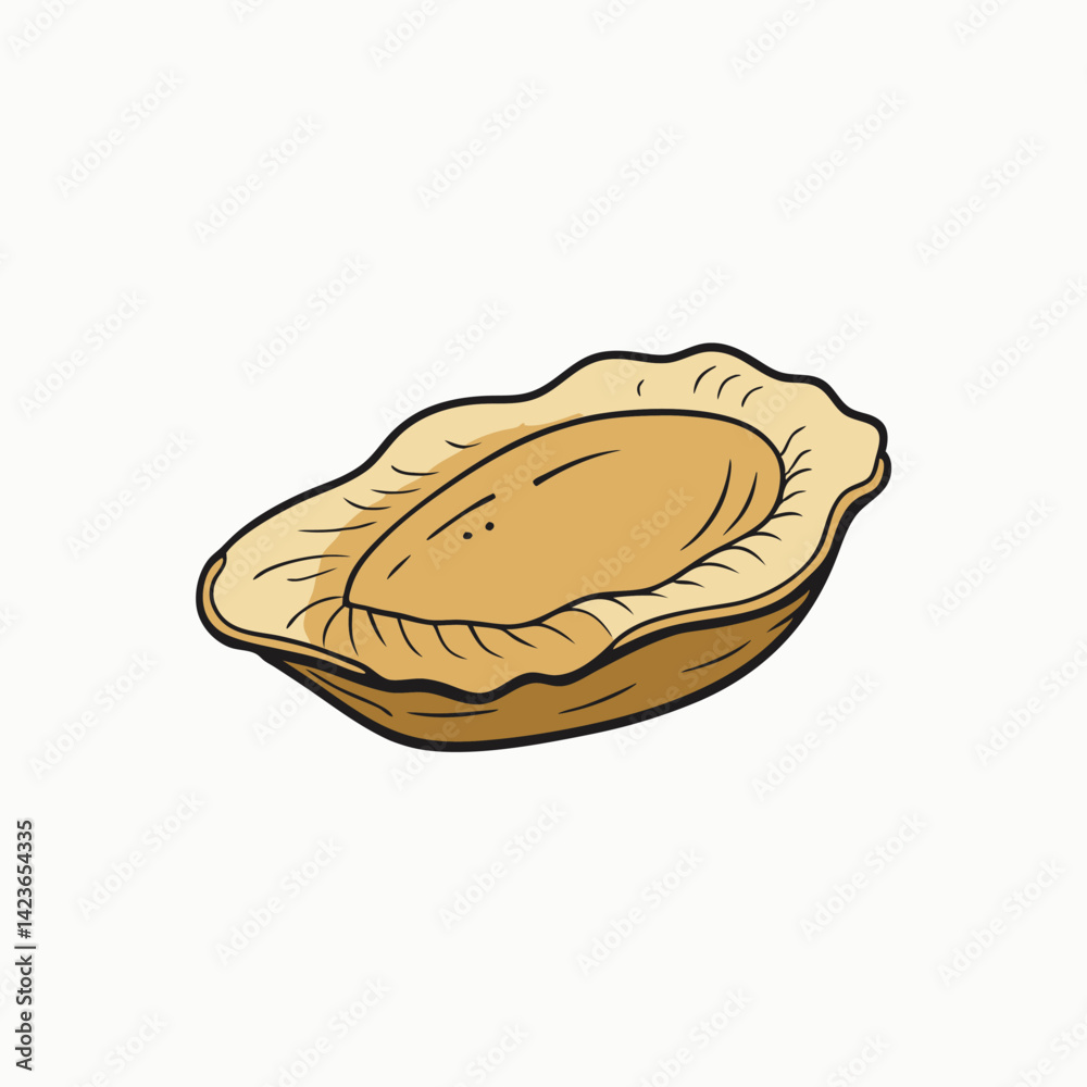 Vector isolated one single oyster shell flap top view colorless black and white vector illustration Vector isolated one single oyster shell flap top view colorless black and white vector illustration