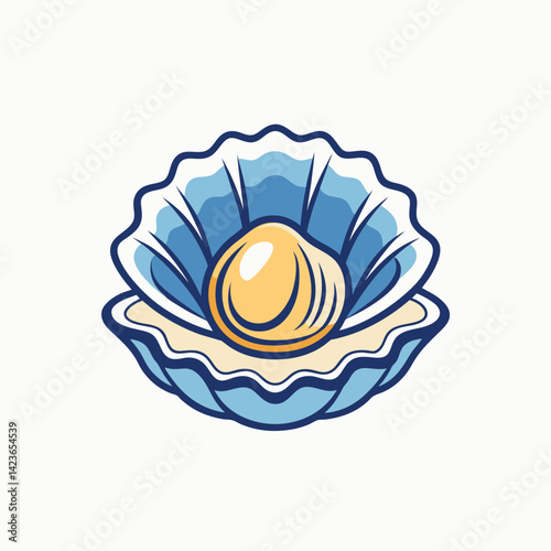 Vector isolated one single oyster shell flap top view colorless black and white vector illustration