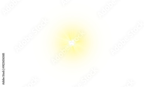 PNG sparkle effect in stadium spotlight with light abstract background beam and bokeh. Bright burst design for disco explosion festive flare flash futuristic glare glitter glow glowing yellow	
