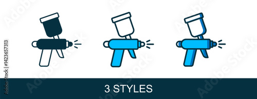 Filled outline Paint spray gun icon isolated on white background. Vector
