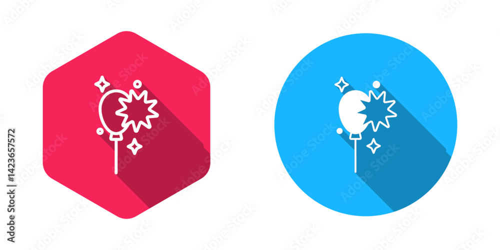 Filled and outline Balloons with ribbon icon isolated with long shadow background. Vector Filled and outline Balloons with ribbon icon isolated with long shadow background. Vector