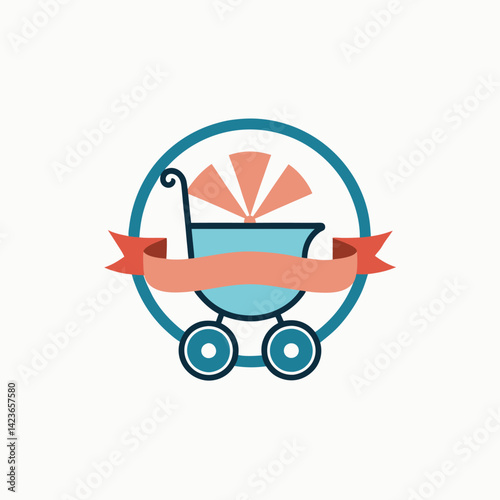 baby stroller in doodle sketch style. Trendy strollers line art Baby accessory Isolated vector illustration