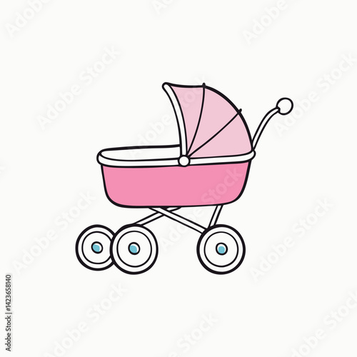 Collection stroller isolated in doodle style. Hand drawn vector art. vector icon isolated on white background
