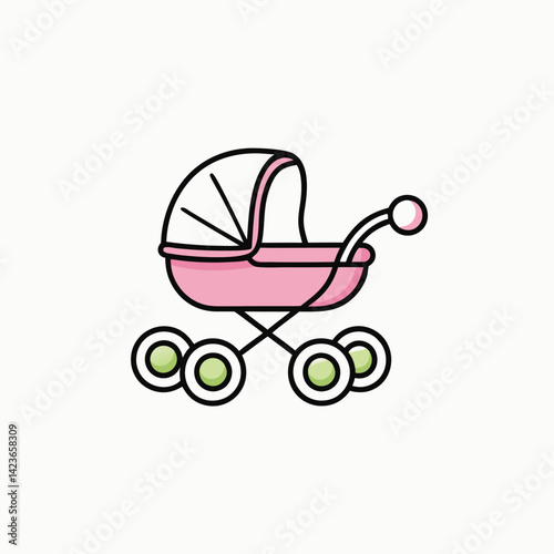 Collection stroller isolated in doodle style. Hand drawn vector art. vector icon isolated on white background