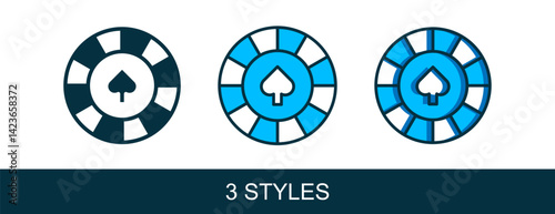 Filled outline Casino chips icon isolated on white background. Casino gambling. Vector