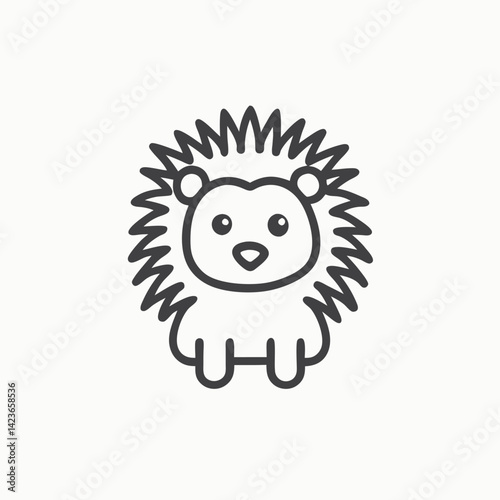 cartoon drawing porcupine cartoon illustration. Hedgehog sketch drawing isolated on white background,