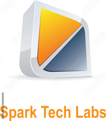 Spark Teck Labs 3D glass logo design element with a modern sleek look ideal for business branding technology startups and futuristic identity EPS vector format

