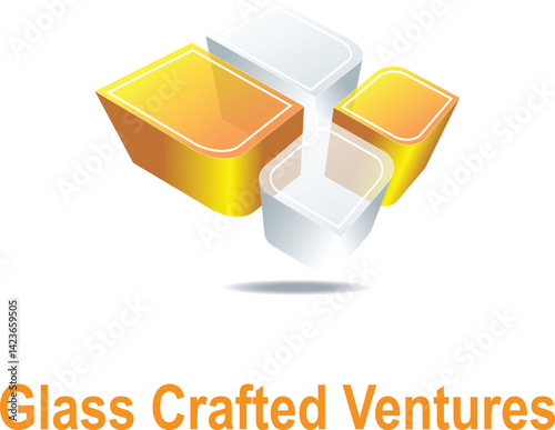 Glass Crafted Ventures 3D glass logo design element with a modern sleek look ideal for business branding technology startups and futuristic identity EPS vector format

