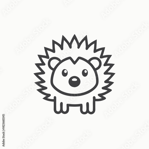 cartoon drawing porcupine cartoon illustration. Hedgehog sketch drawing isolated on white background,
