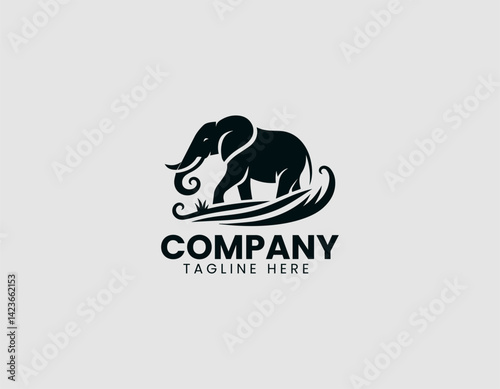 Elephant Walking in Profile Vector Logo Design