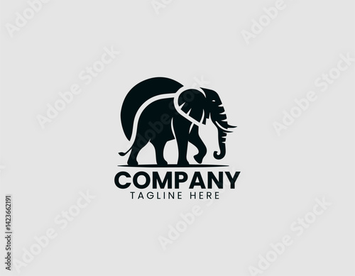 Elephant Walking in Profile Vector Logo Design