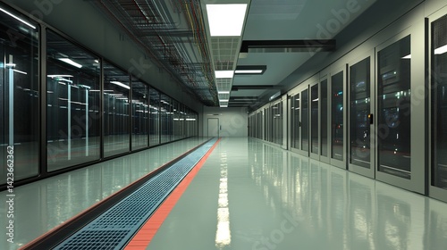 A sleek, modern data center ensuring maximum system reliability.