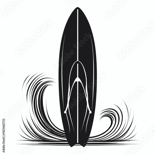 minimalist vector silhouette of surf