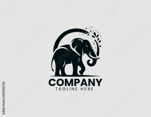 Elephant Walking in Profile Vector Logo Design