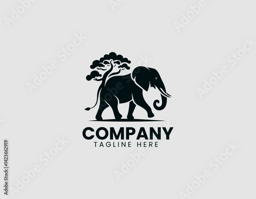 Elephant Walking in Profile Vector Logo Design