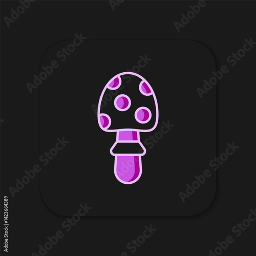 Filled outline Amanita muscaria or fly agaric hallucinogenic toadstool mushroom icon isolated on black background. Spotted poisonous mushroom. Flat filled outline style with shadow. Vector