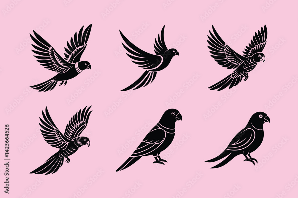 Obraz premium Rainbow Lorikeet bird, silhouette vector illustration