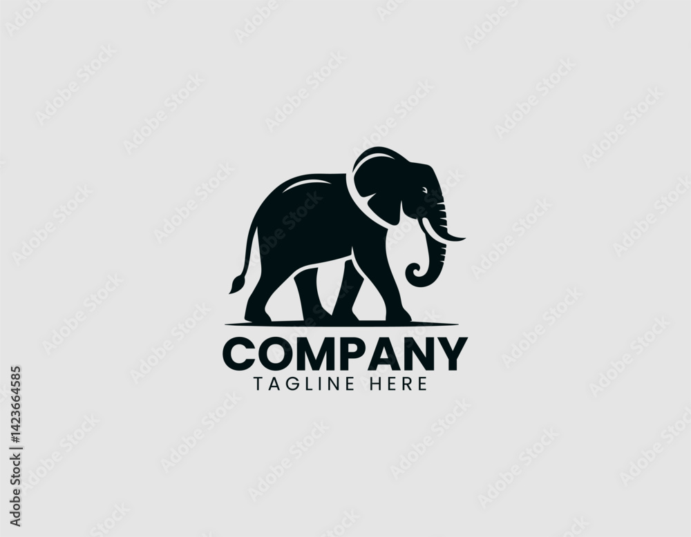 Obraz premium Elephant Walking in Profile Vector Logo Design