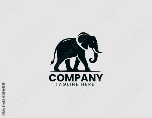 Elephant Walking in Profile Vector Logo Design